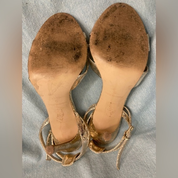 Topshop Gold Metallic Crackle Heels Ankle Wrap Criss Cross Holiday US 8.5/UK 6 - Picture 8 of 9